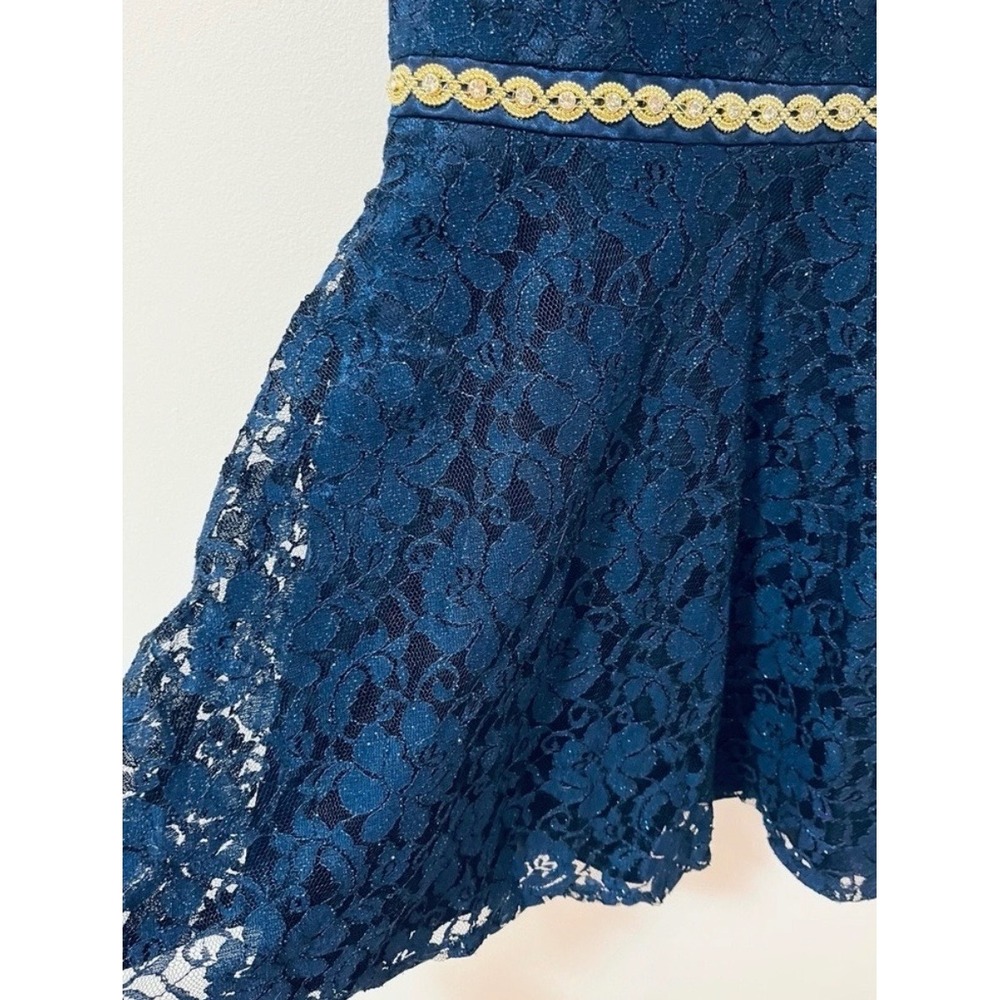 American Princess Girls Size 5 Navy Blue Lace Special Occasion Dress - Picture 8 of 11